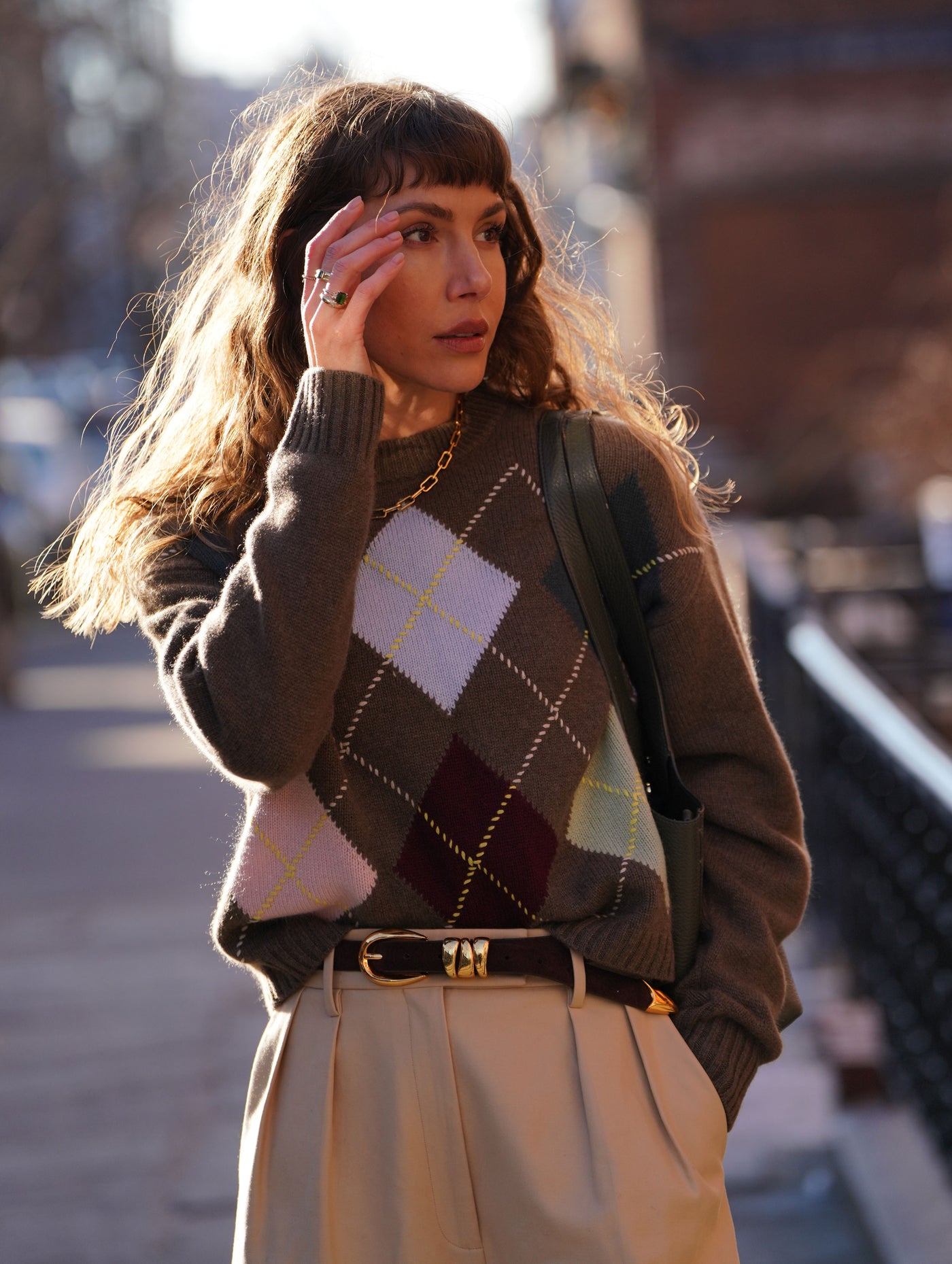 CASHMERE ARGYLE CREW IN MULTI COMBO