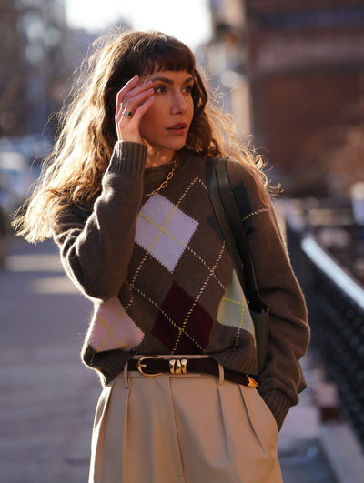 CASHMERE ARGYLE CREW IN MULTI COMBO