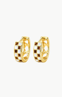 Romi Brown & White Checkered Hoops at Romi Boutique