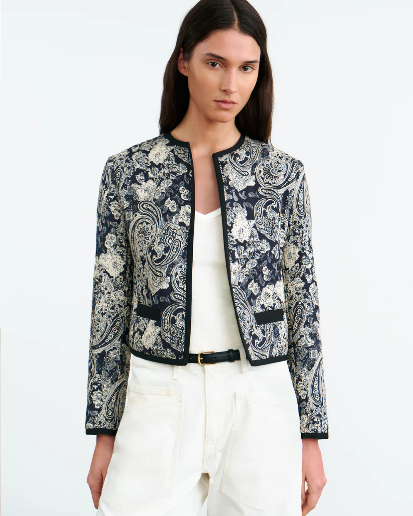Nili Lotan BONO MIXED PAISLEY PRINT JACKET at Romi Boutique