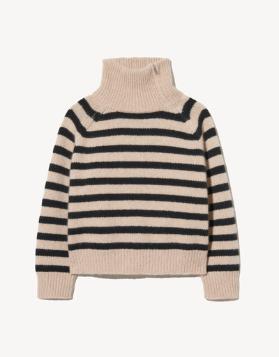 RAELYN STRIPE SWEATER IN PARCHMENT/BLACK STRIPE