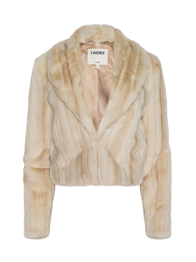 DAVY FAUX FUR JACKET IN LATTE STRIPED FUR