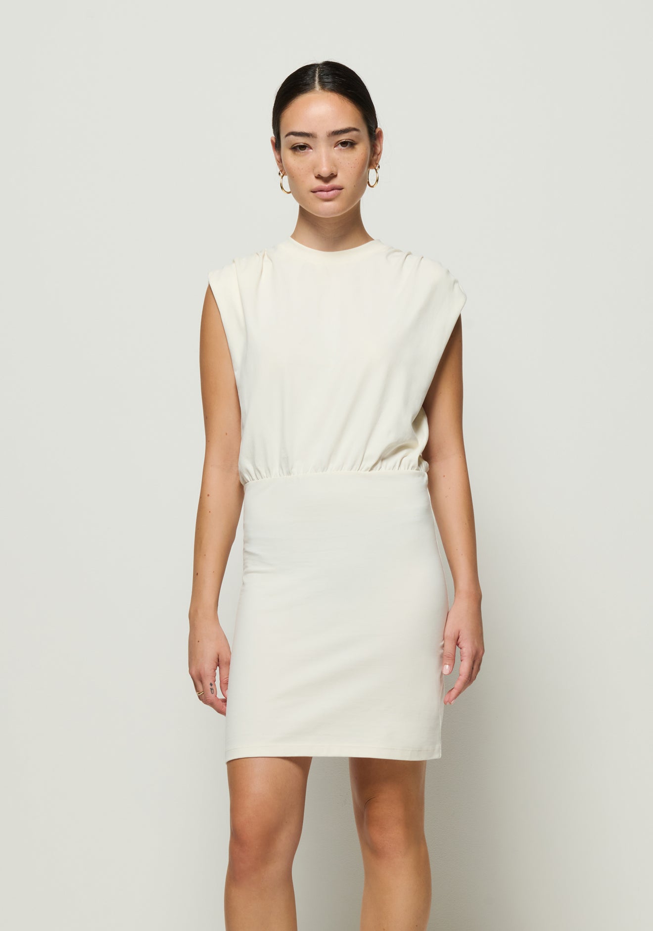 JAC MUSCLE TANK DRESS IN PORCELAIN