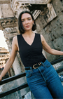 Nation TARA V-NECK TANK IN JET BLACK at Romi Boutique