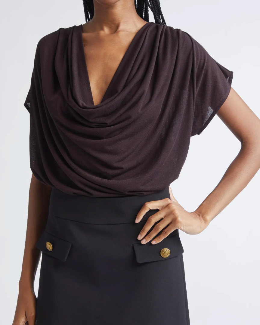 DOROTHY KNIT COWL NECK TOP IN BLACKBERRY by Ramy Brook - Romi Boutique