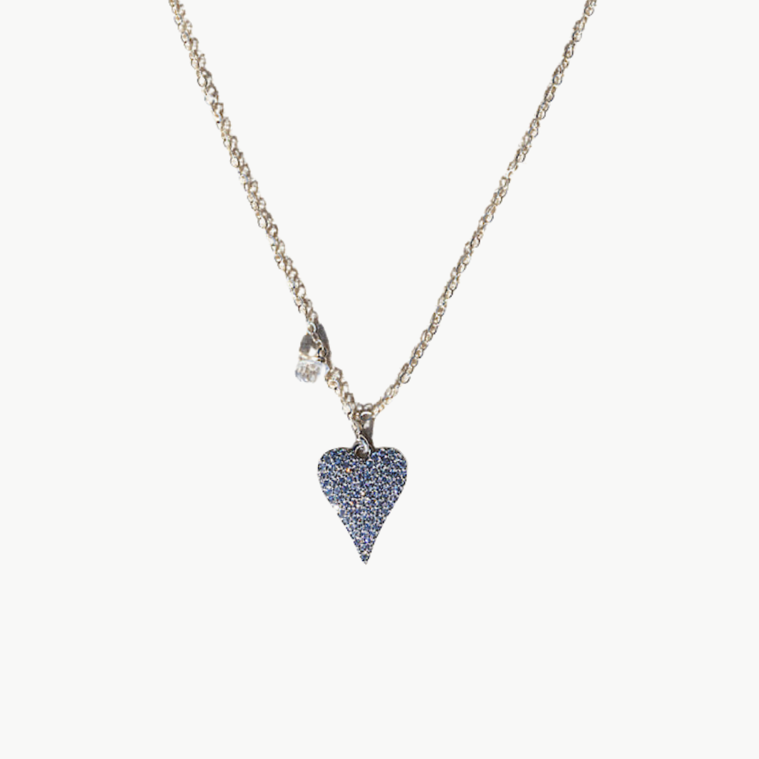 Native Gem Glimmer Heart Necklace In Sterling Silver at Romi Boutique