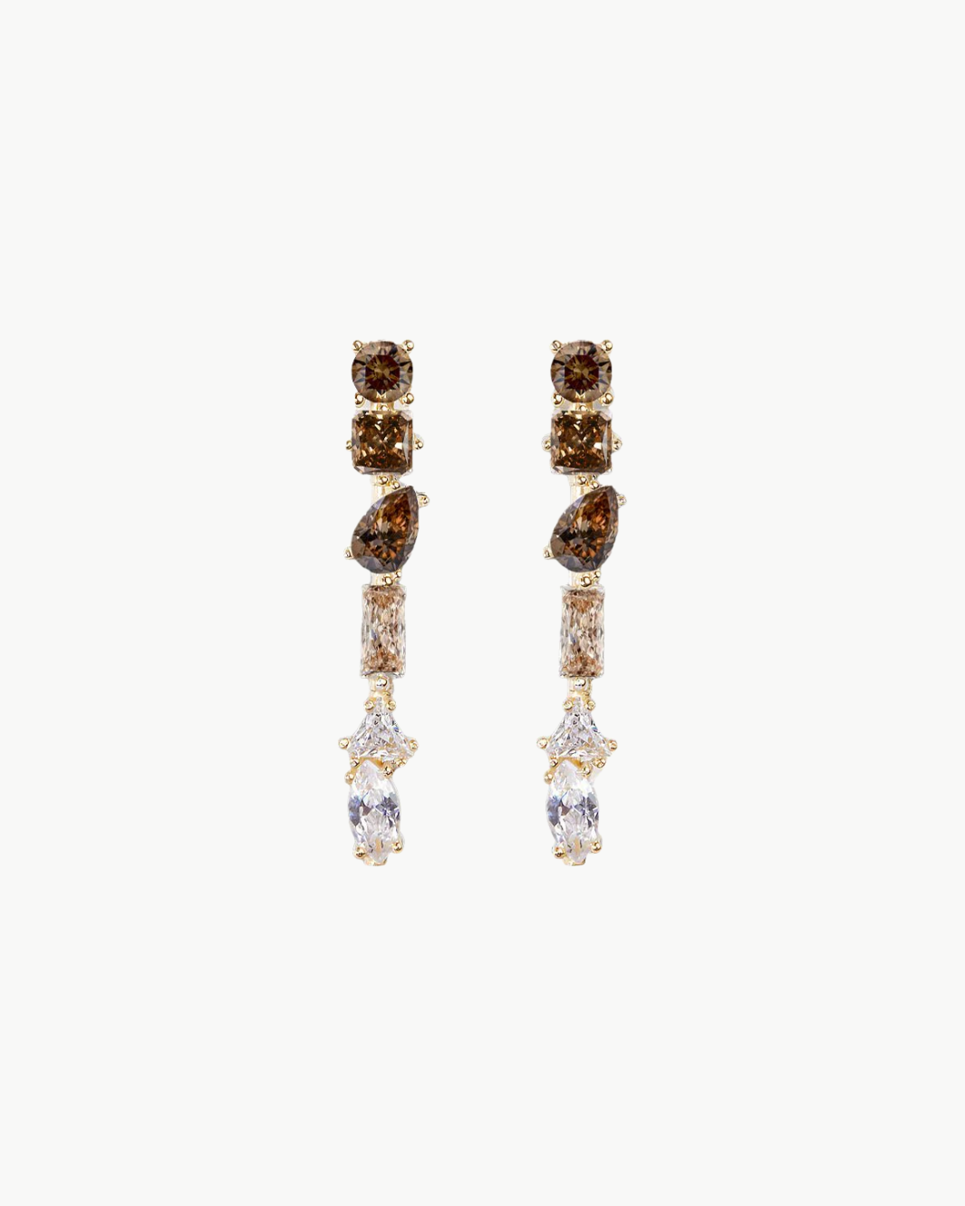 JULIE M EARRINGS OMBRE CRYSTALS IN GOLD/ESPRESSO - Romi Boutique