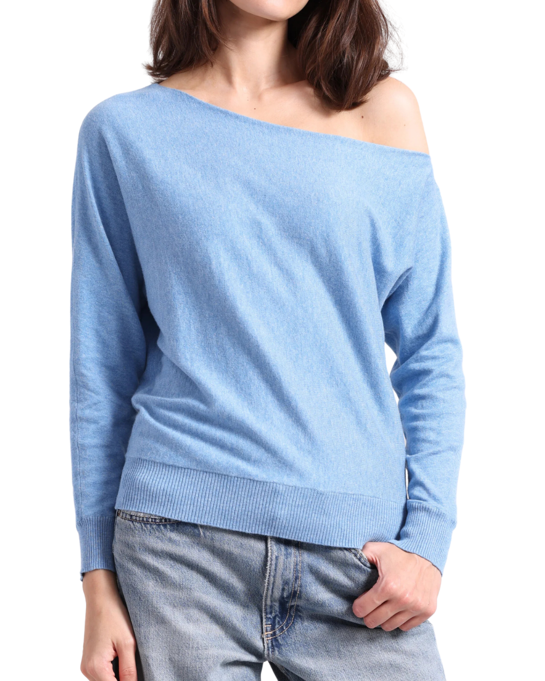 Minnie Rose COTTON CASHMERE OFF THE SHOULDER TOP at Romi Boutique