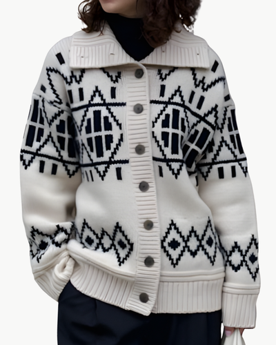 MERINO FAIR ISLE JACKET IN IVORY COMBO