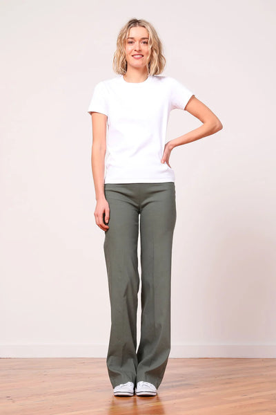 FLAVIA LINEN PANT IN OLIVE GREEN - Romi Boutique