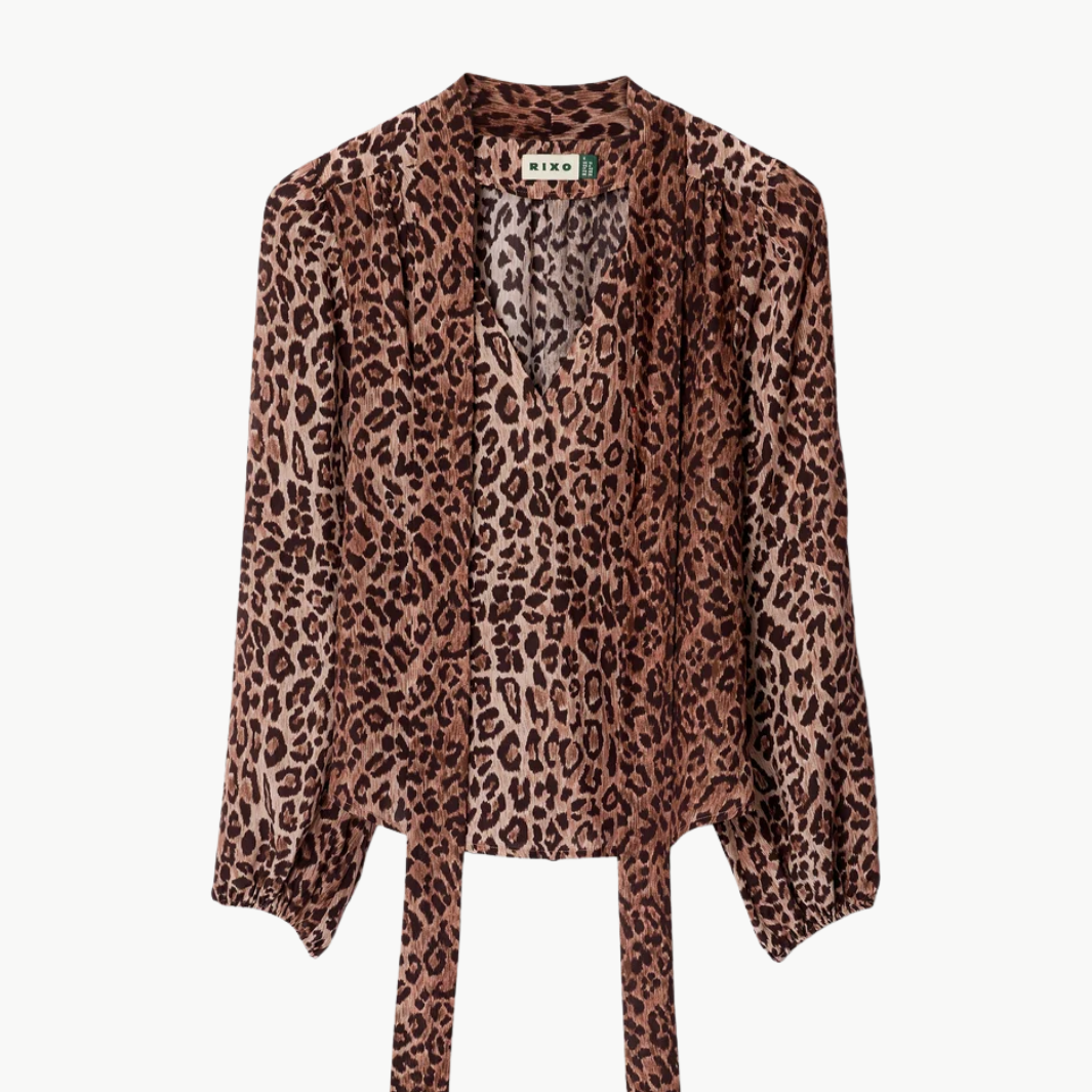 Moss Leopard Silk Blouse