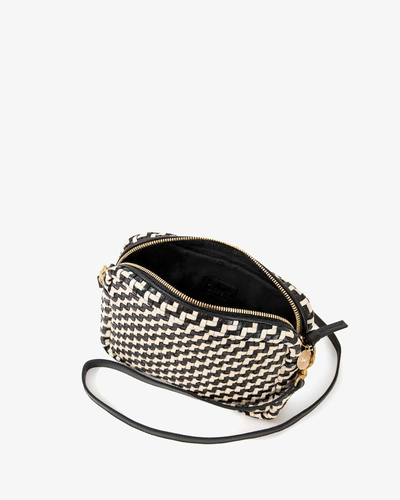 MIDI SAC IN BLACK AND CREAM WOVEN ZIG ZAG