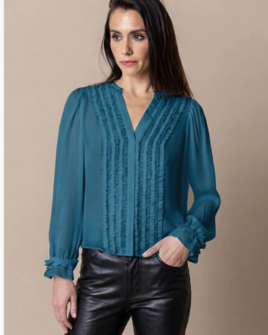 Go Silk Go Get Ready To Ruffle Long Sleeve Blouse at Romi Boutique