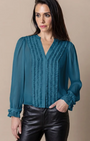 Go Silk Go Get Ready To Ruffle Long Sleeve Blouse at Romi Boutique