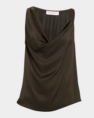 ZOE COWL NECK TANK TOP IN DEEP OLIVE