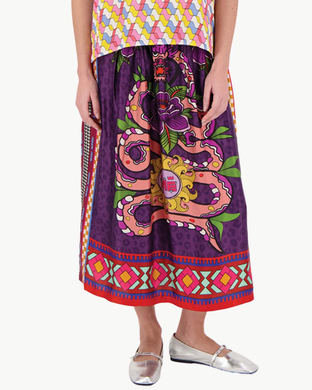 Me369 VANESSA PRINTED MIDI SKIRT at Romi Boutique