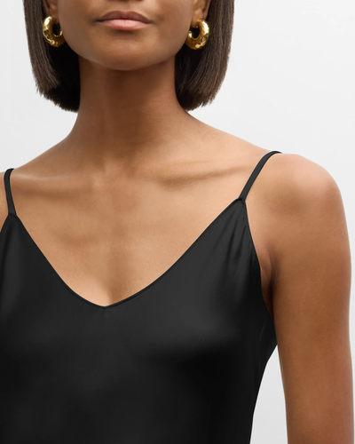 GLORIA V-NECK BIAS CUT SILK CAMI IN BLACK