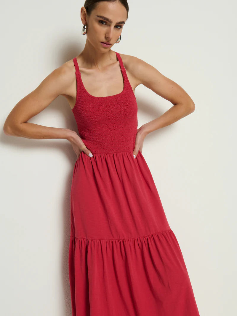 Nation Penelope Cross Back Midi Dress at Romi Boutique