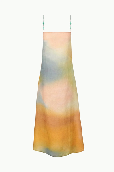 LAURA LINEN DRESS IN PASTEL CLOUDS
