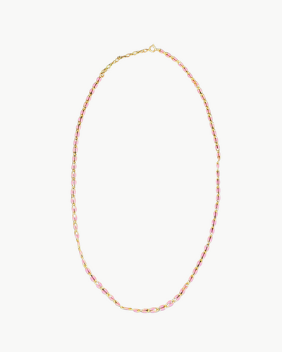OVAL LINK NECKLACE IN BUBBLEGUM PINK - Romi Boutique