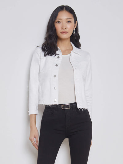 JANELLE SLIM RAW JACKET IN WHITE