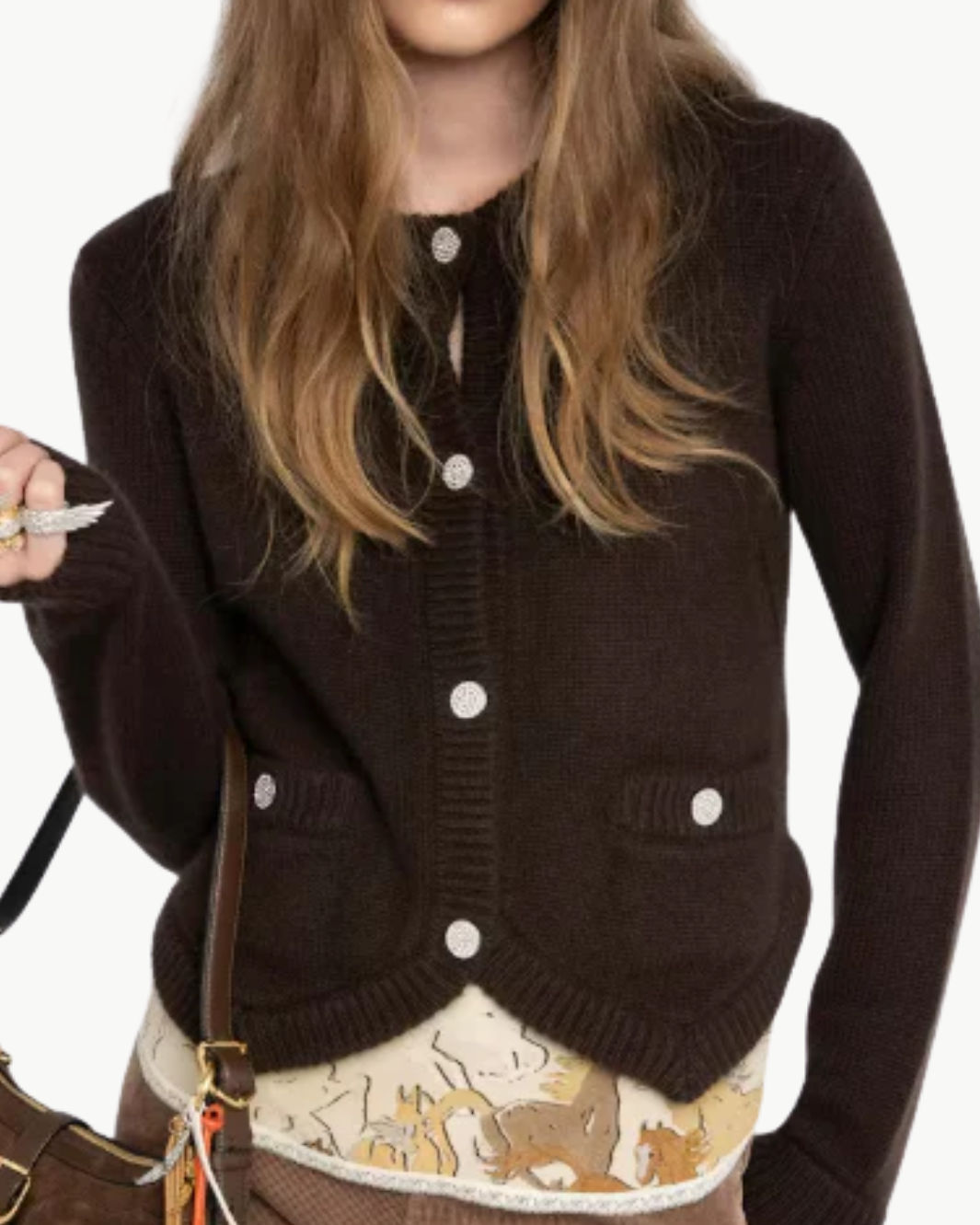 WESTIA CASHMERE CARDIGAN IN DARK CHOCOLATE