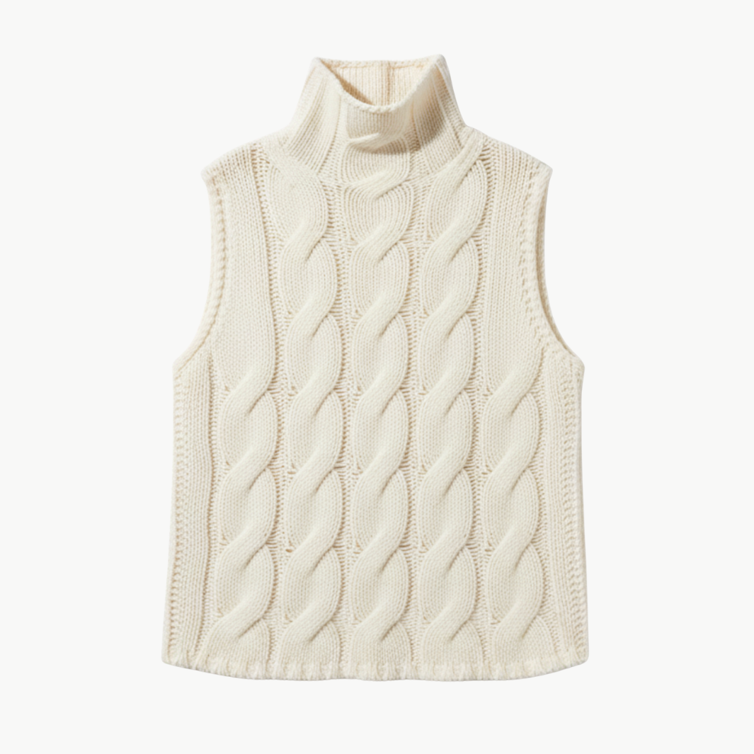 SALVIA SLEEVELESS CASHMERE CABLE TURTLENECK