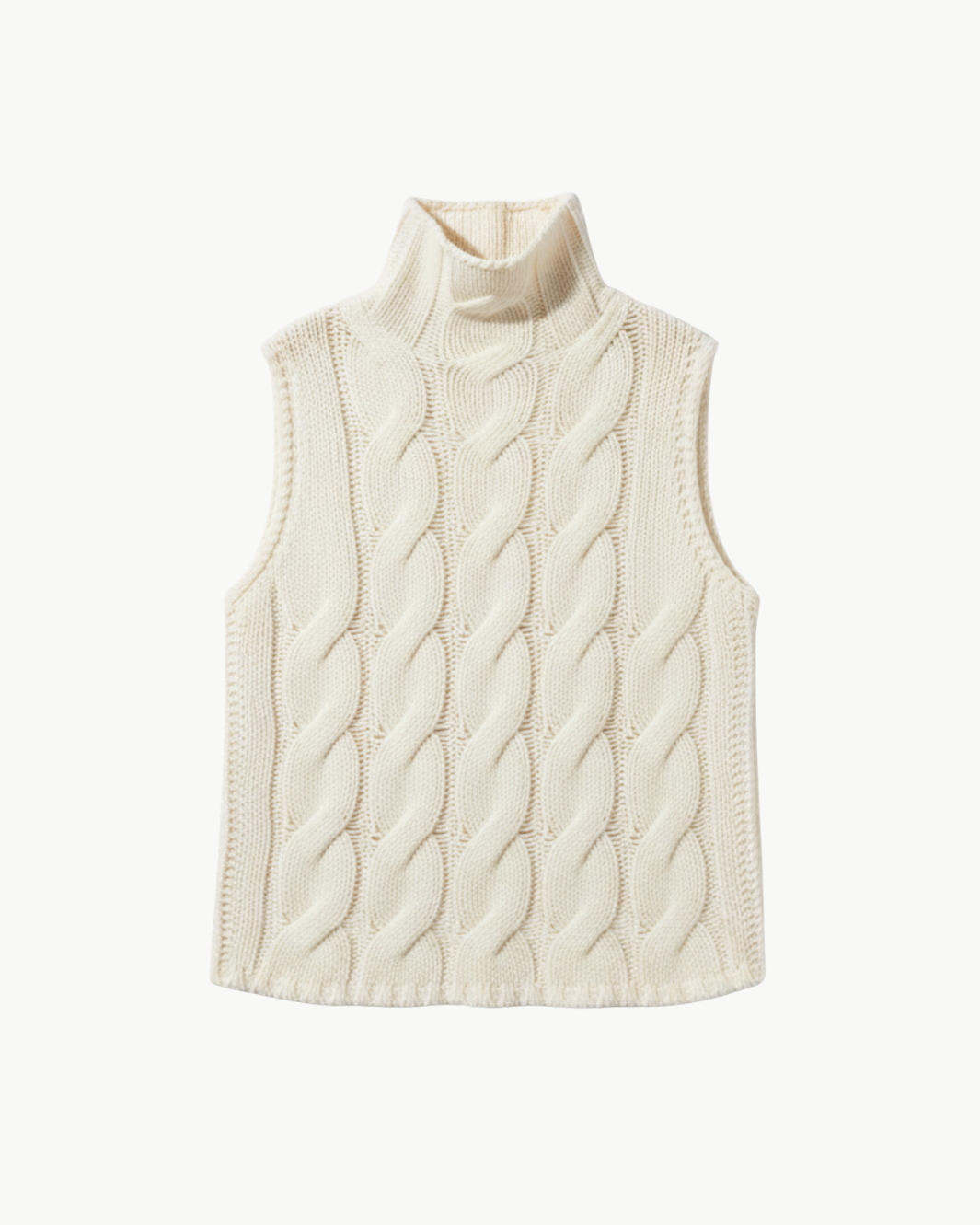 SALVIA SLEEVELESS CASHMERE CABLE TURTLENECK - Romi Boutique