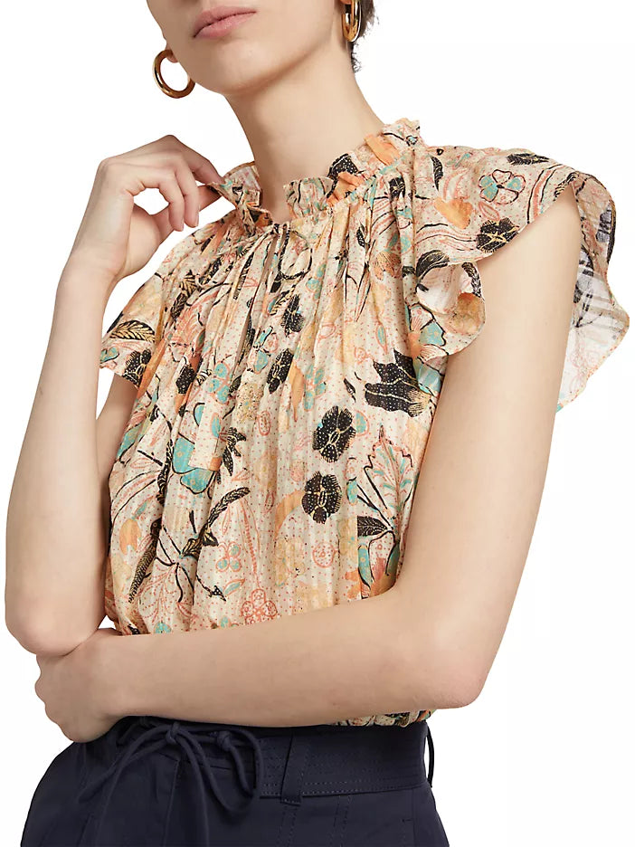 CLEO TOP IN PEARL FLORA - Romi Boutique