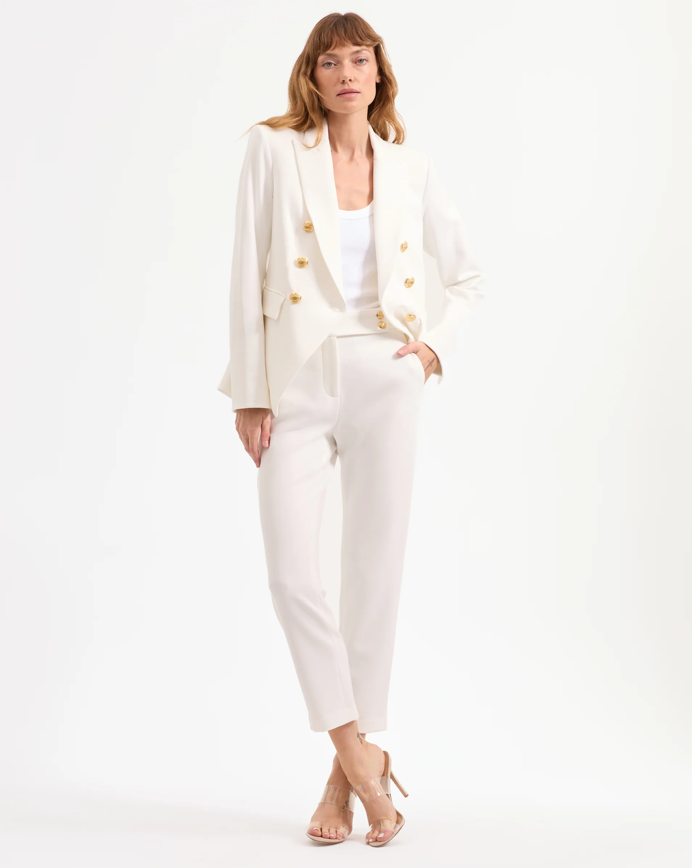RENZO SLIM-LEG PANT IN OFF WHITE