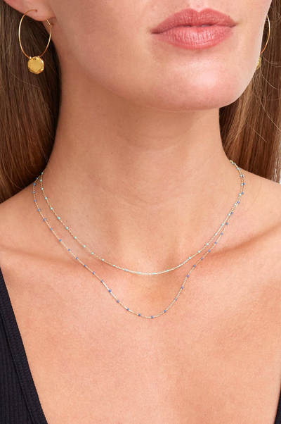 ENAMEL BEAD NECKLACE IN STONE BLUE