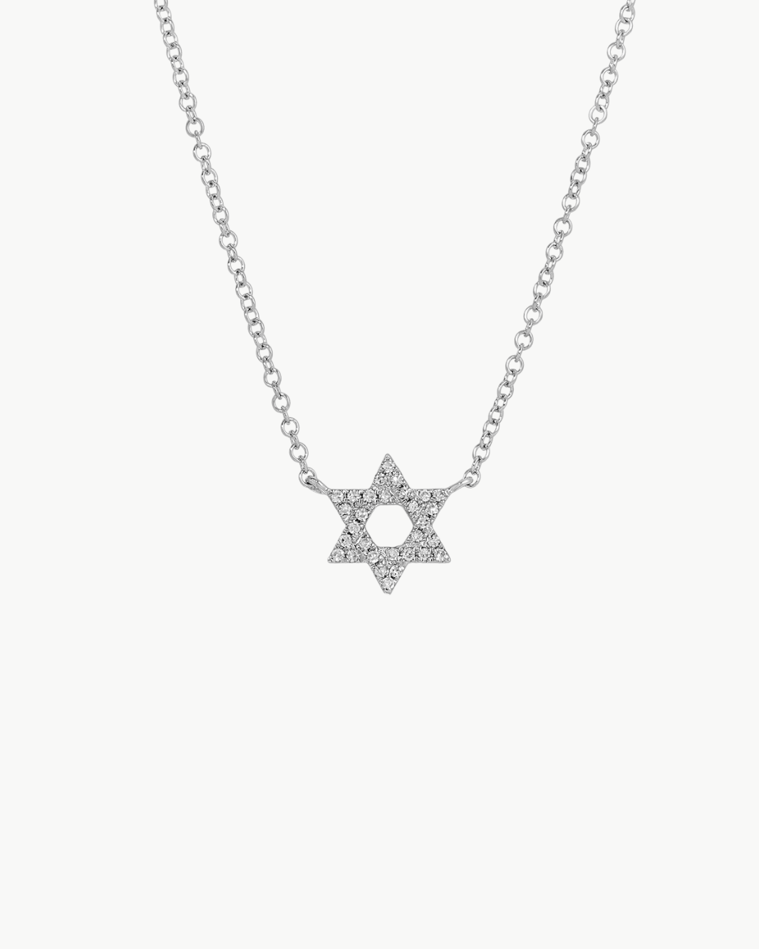 DIAMOND STAR OF DAVID NECKLACE IN 14K WHITE GOLD - Romi Boutique