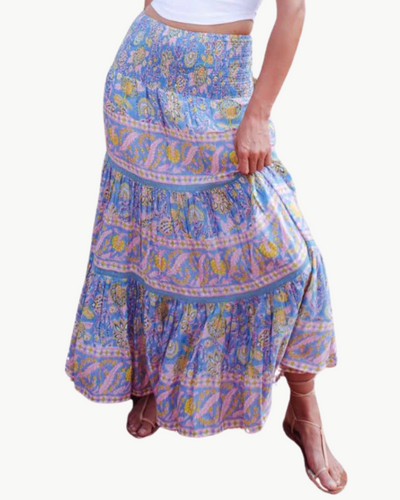 MANDY MAXI SKIRT IN BLUE YELLOW PRINT
