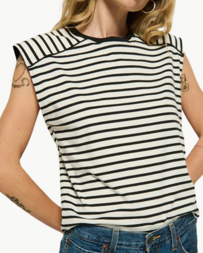 PERRY MUSCLE TANK IN CROSS WALK STRIPE