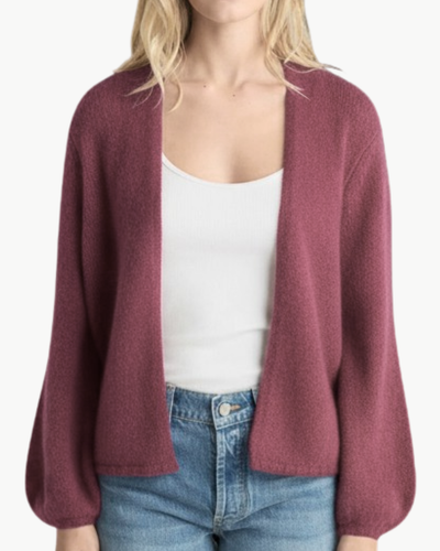 JUNIPER BALLOON-SLEEVE OPEN CARDIGAN IN KHALO - Romi Boutique