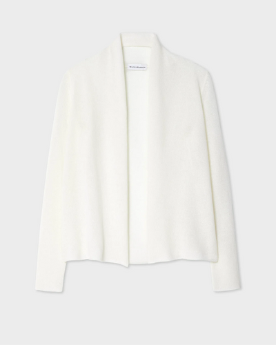 CASHMERE MINI TRAPEZE CARDIGAN IN SOFT WHITE