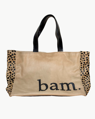 MAHJONG GAMER TOTE IN CHEETAH SPOT CAFE AU LAIT BAM