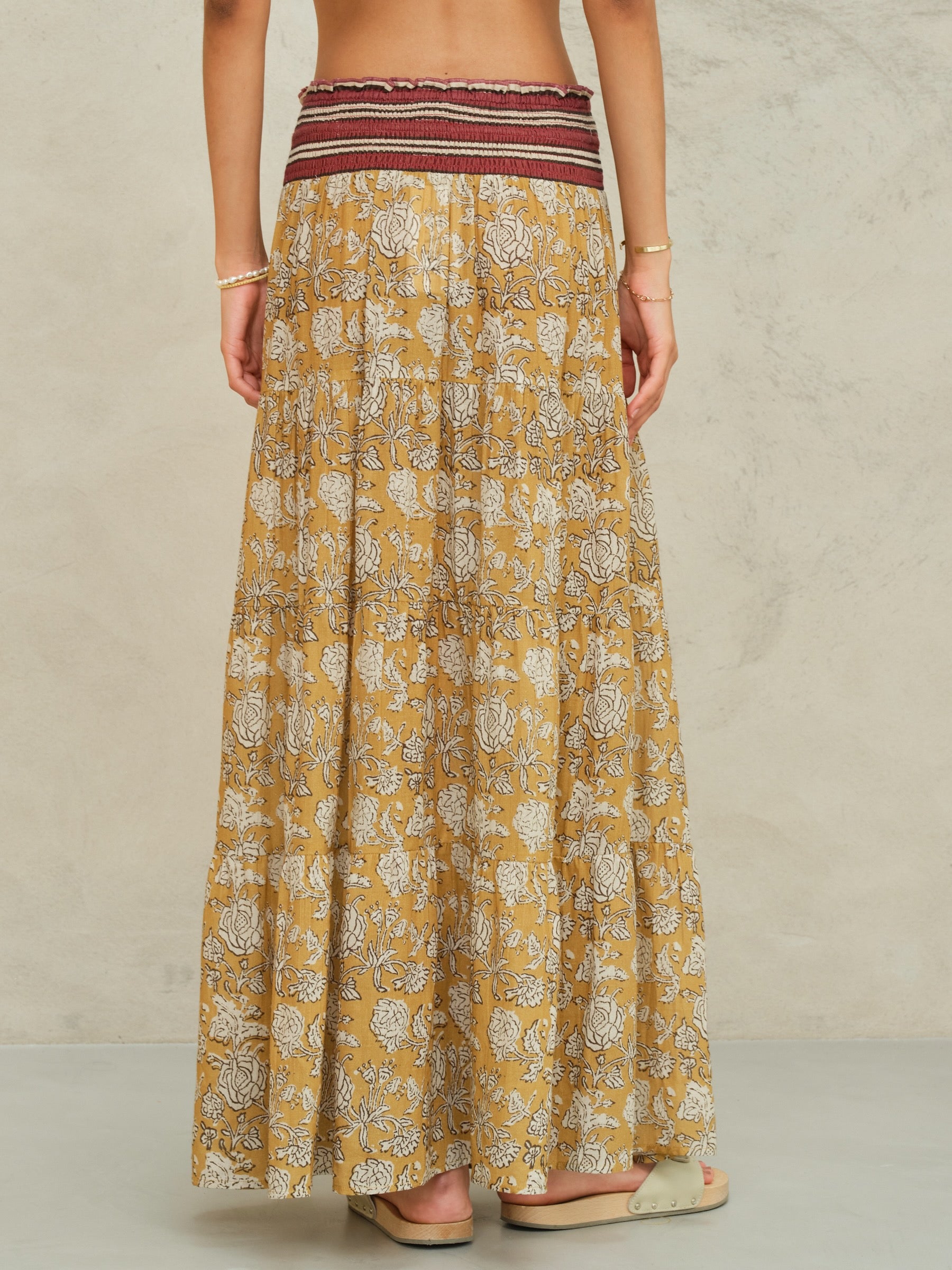 Mabe Tulsi Print Maxi Skirt at Romi Boutique