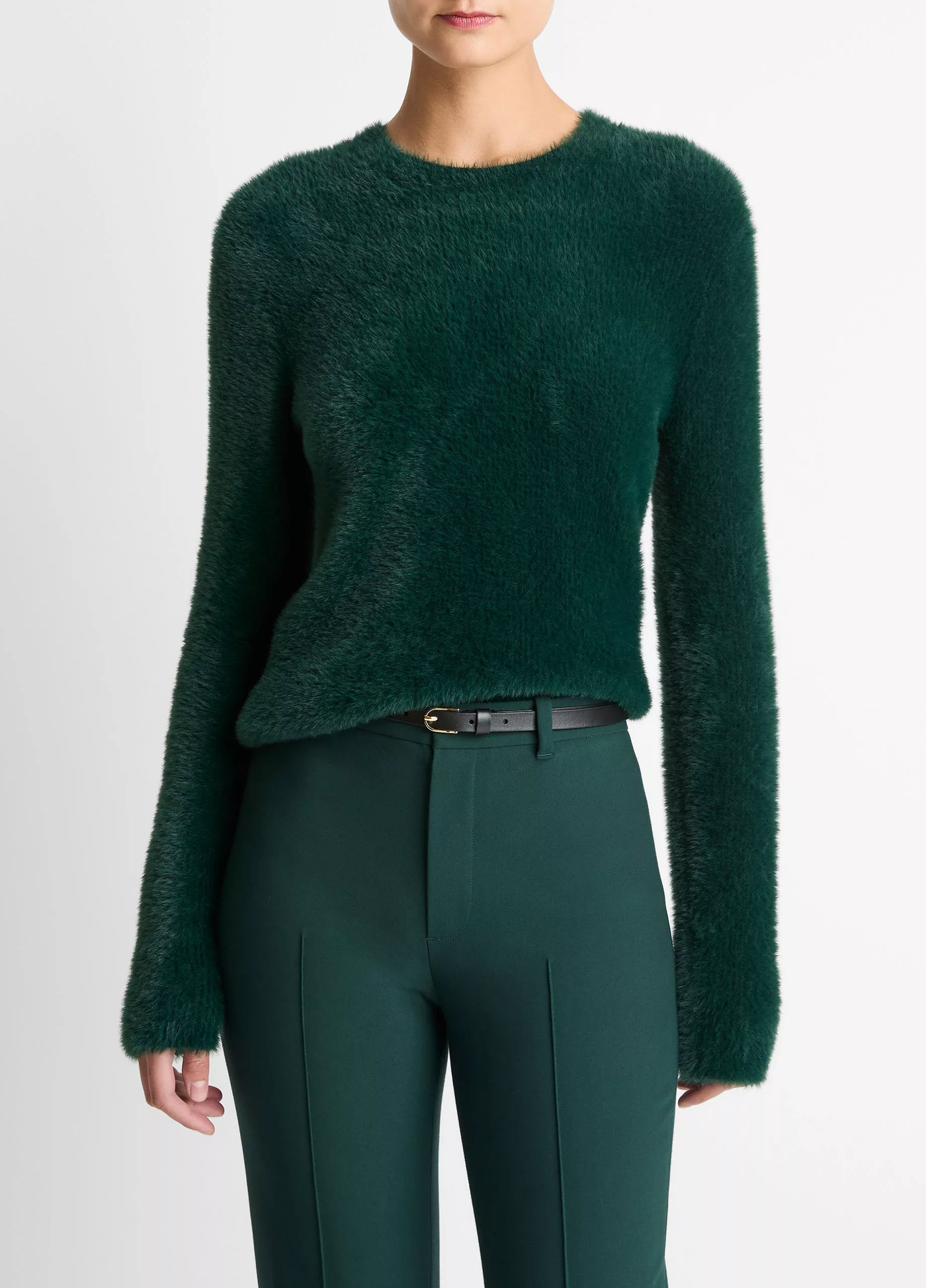 EYELASH CREW NECK SWEATER IN JUNIPER