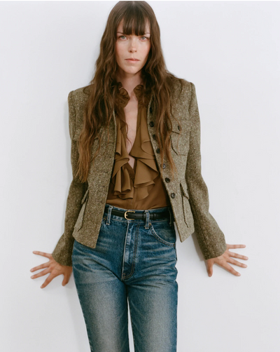 LILY SILK BLOUSE IN COGNAC