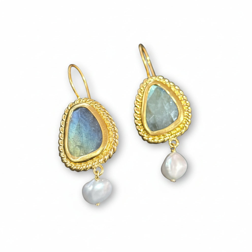 DANGLE EARRINGS IN LABRADORITE - Romi Boutique