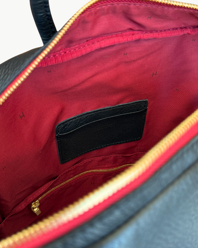 HUNTER LARGE IN BLACK/BRUSHED GOLD RED ZIP - Romi Boutique