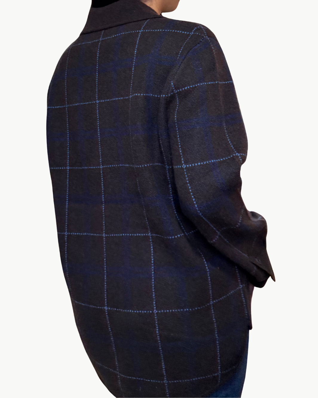 CASHMERE LUXE PLAID SHACKET IN DARK UMBER