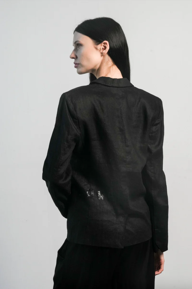 PARIS LINEN JACKET IN BLACK