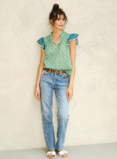DANA PRINT TOP IN GREEN
