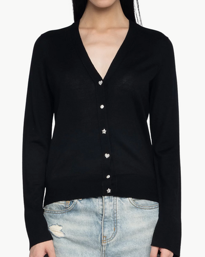 JEMMA WOOL CARDIGAN IN BLACK