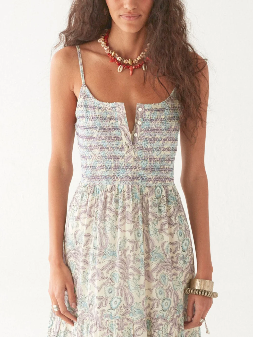 LULU DRESS IN PURPLE PARADISE HAWAIIAN BLUE