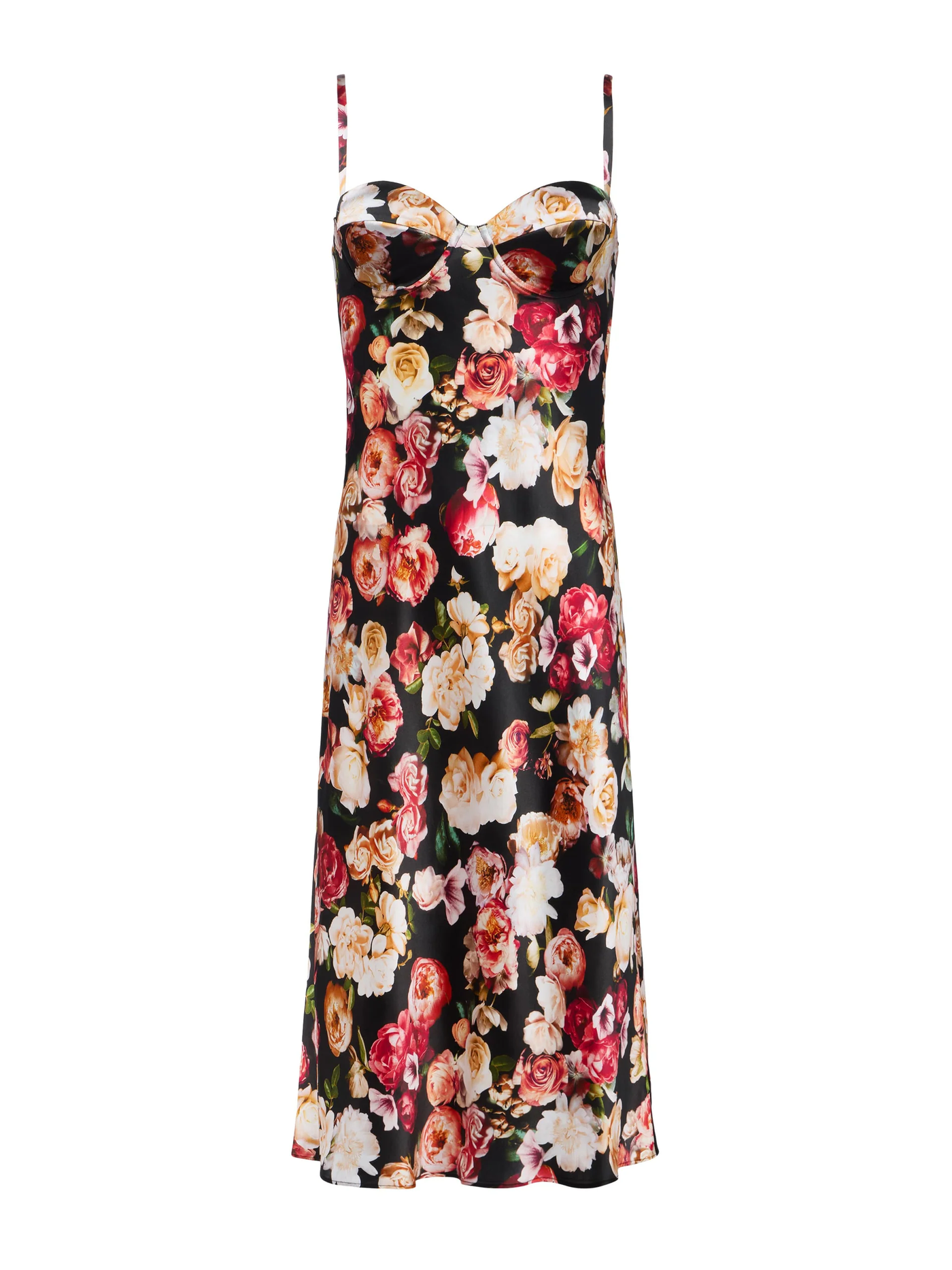 SOLAY BIAS CUT SLIP DRESS IN MULTI CLUSTER FLORAL