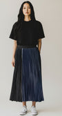 HALF AND HALF DENIM SKIRT IN INDIGO/BLACK - Romi Boutique