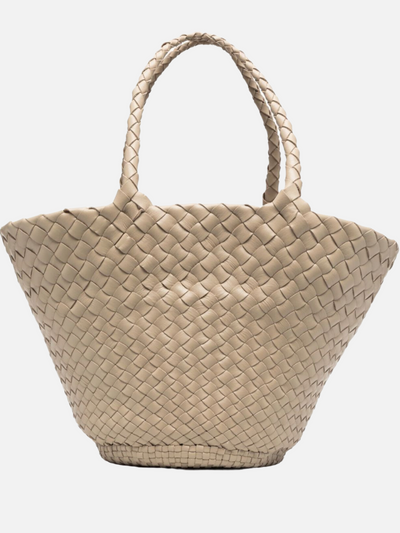 EGOLA WOVEN LEATHER TOTE IN PEARL - Romi Boutique